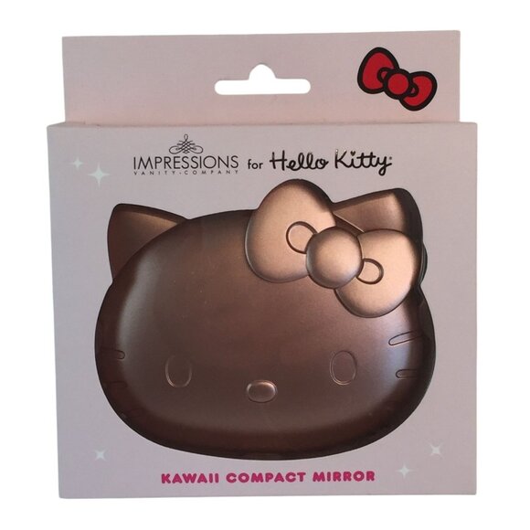 Impressions Hello Kitty Kawaii LED Compact Mirror Rose Gold Sanrio New - Picture 1 of 5